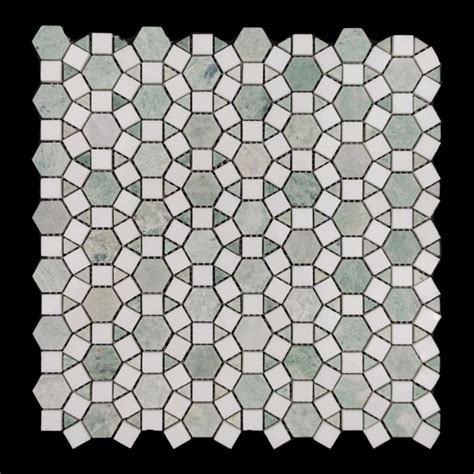 alhambra light green celeste honed and thassos polished marble mosaic tile