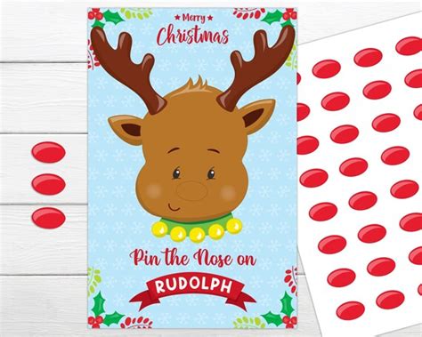 Pin The Nose On Rudolph Printable Game Instant Download Etsy Uk