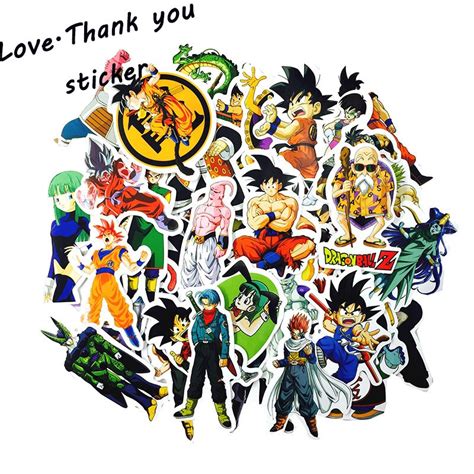 Hot 50pcs Anime Dragon Ball Stickers Super Saiyan Goku Stickers For Car