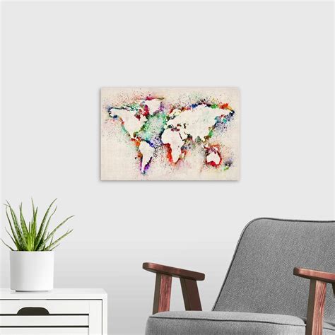 World Map Splash Outline Wall Art Canvas Prints Framed Prints Wall
