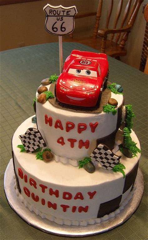 Two Tier Cars Theme Birthday Cake For Four Year Old 1