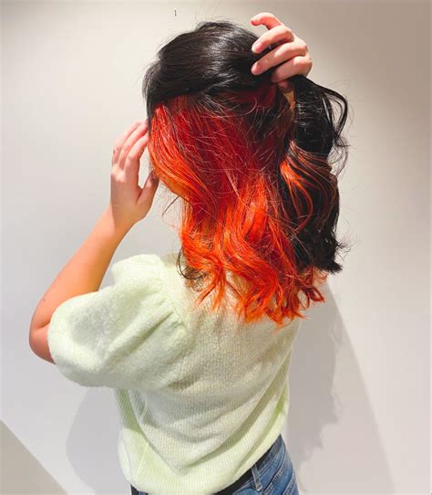 Orange Dyed Hair In 2021 Hair Color Underneath Brown Hair Underneath