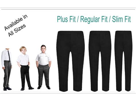Boys School Trousers Slim Regular Plus Fit Pull Up Elastic Waist