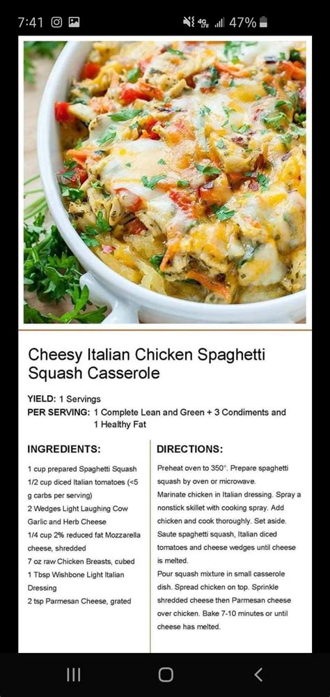 Lean And Green Cheesy Italian Chicken Spaghetti Squash Casserole Lean