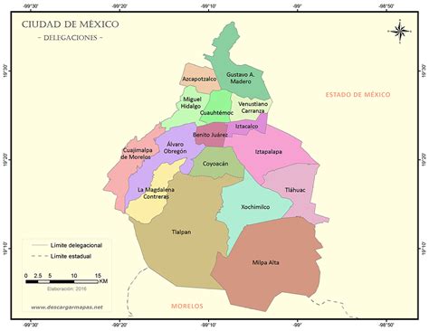 Mapa De Delegaciones De Ciudad De M Xico Descargar Mapas