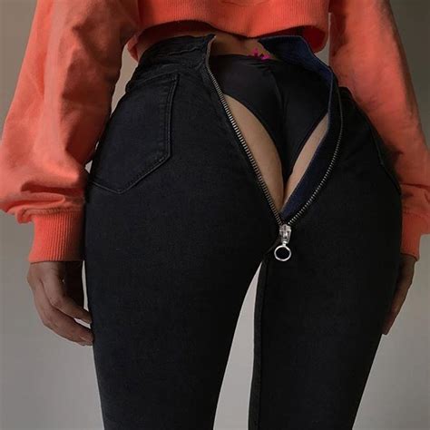 2018 Fashion Skinny Jeans Woman Pants With Zipper On Back Denim Trousers Roupas Denim Pants Plus
