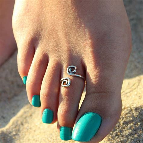 Wholesale Women Lady Unique Retro Silver Plated Nice Toe Ring Foot Beach Ring Jewelry Rings