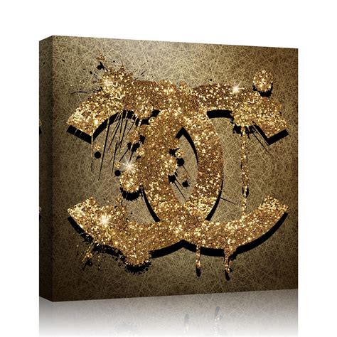 Chanel Gold Logo Canvas Print Art Chanel Art Art Prints Glitter