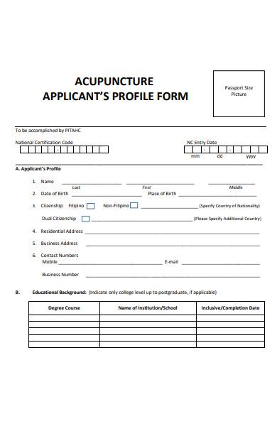 Free 51 Profile Forms In Pdf Ms Word Excel