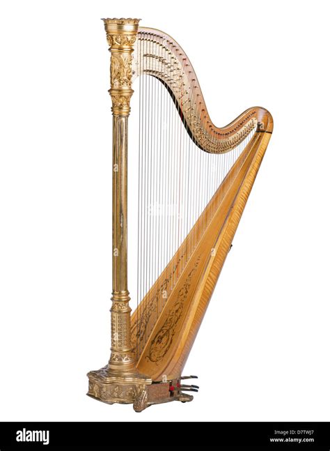 Classical Musical Instrument Harp On A White Background Stock Photo Alamy