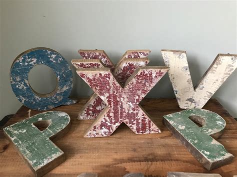 Wood Distressed Letters Rustic Decor Chippy Painted Etsy