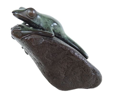 Phil Vanderlei Bronze Sculpture Frog On Rock