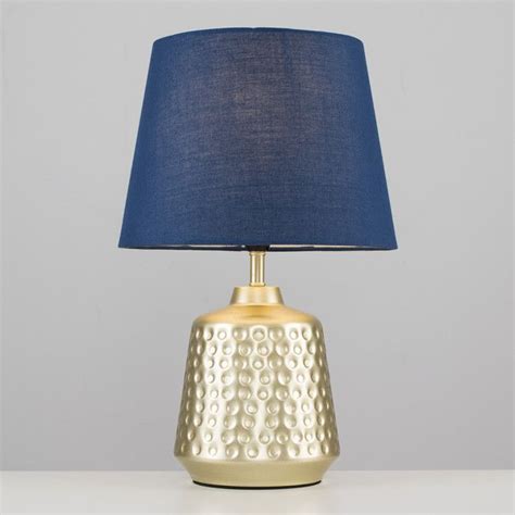 Melville Gold Touch Table Lamp With Navy Blue Aspen Shade Touch Table