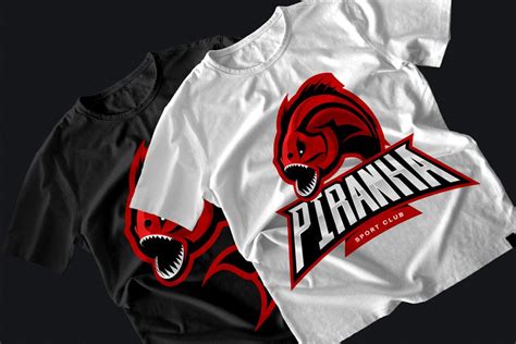 Piranha Mascot Sport Logo Design Custom Designed Illustrations