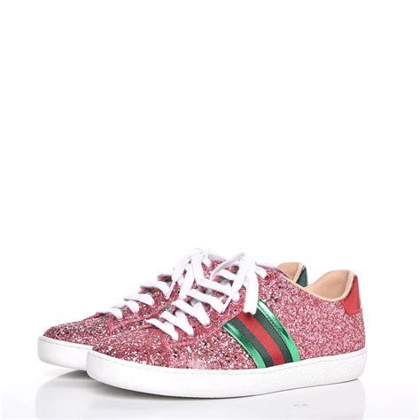 Gucci Glitter Web Ace Sneakers 36 Pink 283282