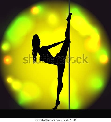 striptease girl silhouette near pole stock vector royalty free 179401331