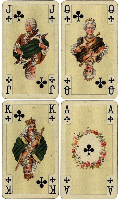 Antique French Playing Cards Clubs