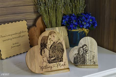 Custom Wood Photo As Valentine Ts For Herlaser Engraved Etsy
