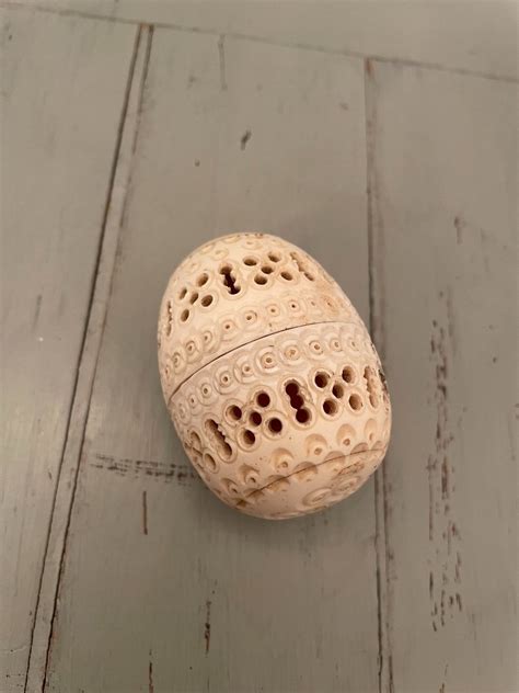 Proantic Old Egg Carved In Ivory Object Of Showcase Collection Xixth