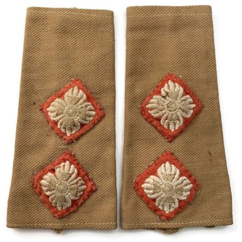 Ww2 British Army Officers Cloth Insignia Pips Rank Of Lieutenant Set Pair