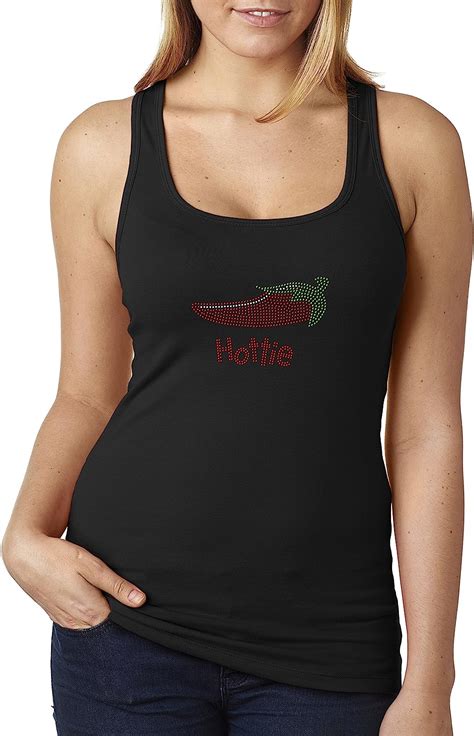 Ladies Hottie Pepper Rhinbestone Womens Tank Top Vest 1349