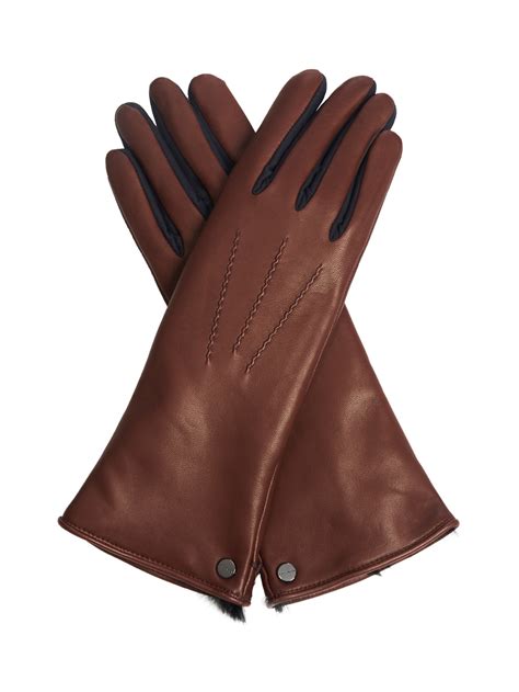 Lyst Agnelle Rabbit Fur Lined Leather Gloves In Brown