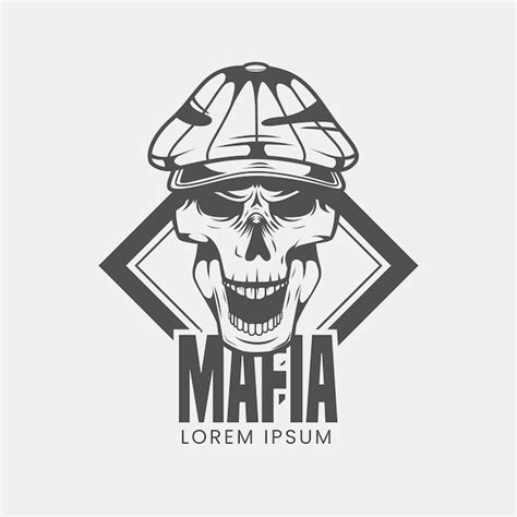 Vintage Gangster Mafia Logo With Skull Free Vector