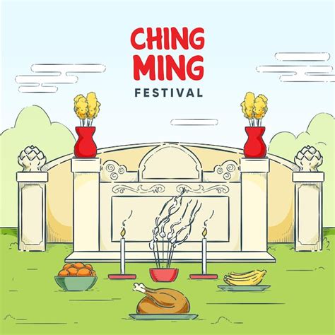 Free Vector Hand Drawn Ching Ming Festival Illustration