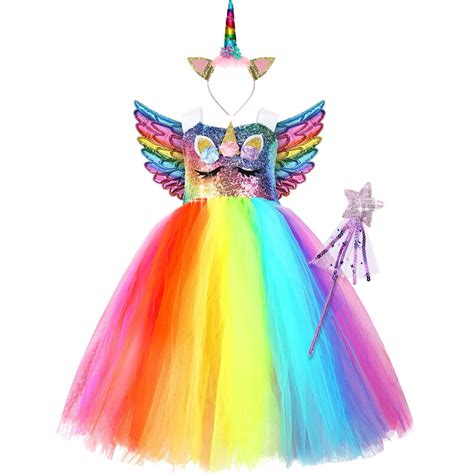 Unicorn Tutu Costume Girls Dress Sequin Rainbow Tutu Skirt Unicorn Dress Up Accessories For