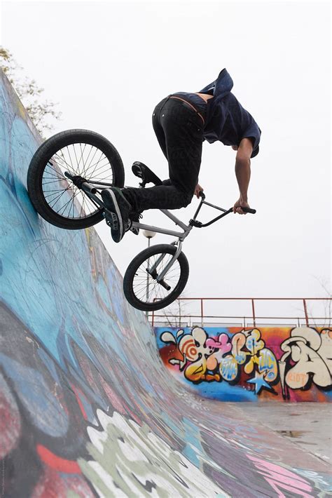 Rider Performing Trick On Bmx By Milles Studio Bike Riding