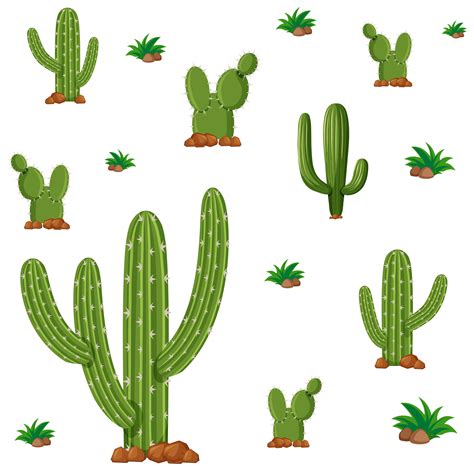 Seamless Design With Green Cactus Plants 1235740 Vector Art At Vecteezy