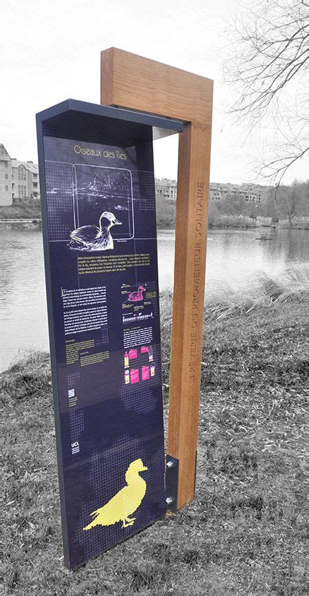Outdoor Freestanding Information Pylon Sign At Lac De Louvain La Neuve
