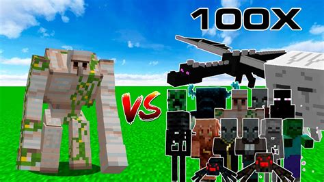 New Mutant Iron Golem Vs All Mobs X In Minecraft All Mobs Vs Iron