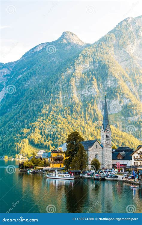 Hallstatt Village On Hallstatter Lake In Austrian Alps Stock Photo