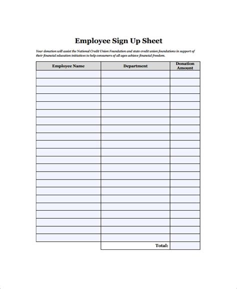 16 Employee Sign In Sheets Sample Templates