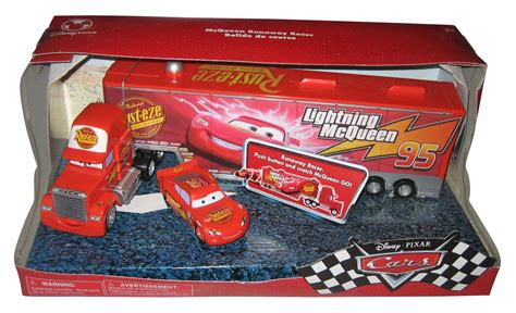Disney Store Cars Movie Lightning Mcqueen Runaway Racer W Mack Toy