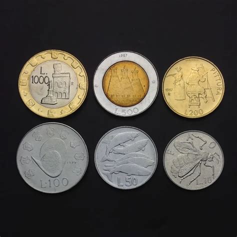 Set 6pcs San Marino Coins Set Old Edition Eu European 100 Real And