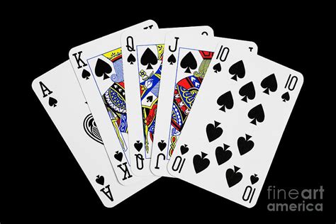 To fold or raise in the game follows the same rules as these games. Playing Cards Royal Flush On Black Background Photograph ...