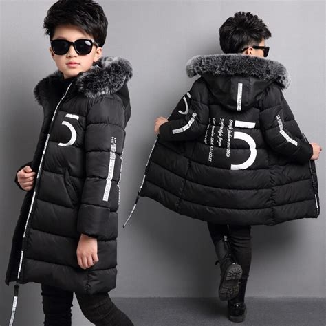 Russian Winter Thick Warm Children Coats Fur Hooded Long Little Boys