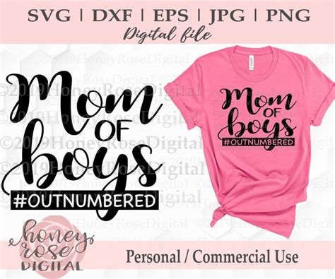 Mom Of Boys Outnumbered Layered Svg Funny Mother Svg Mom Etsy