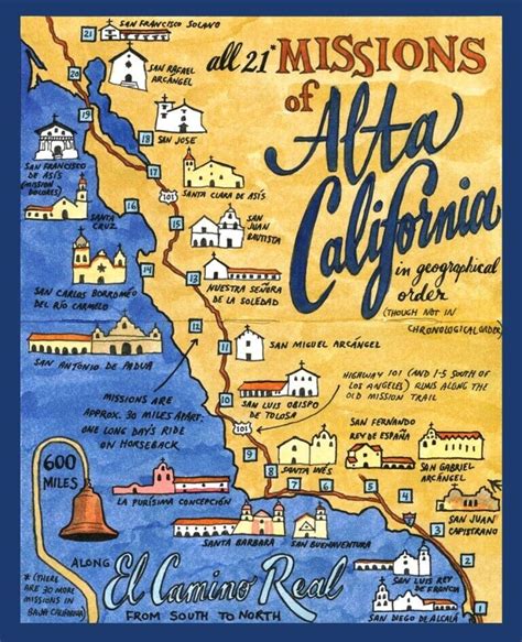 California Missions Map El Camino Real Wall Art Suitable For Framing Ebay