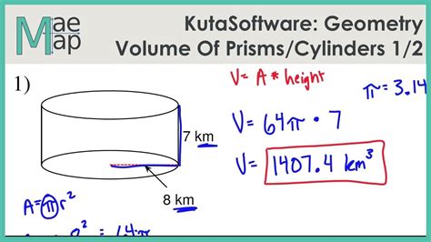 Find the area of the face of a coin. KutaSoftware: Geometry- Volume Of Prisms And Cylinders ...