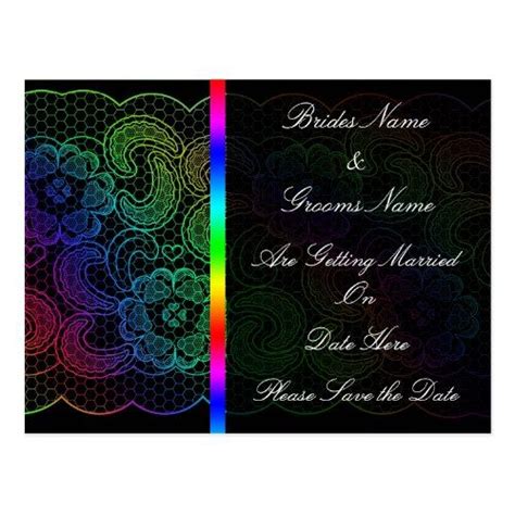 Rainbow Lace Wedding Save The Date Announcement Postcard