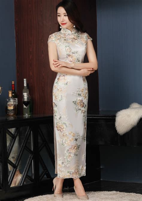 embroidered long qipao cheongsam evening dress cozyladywear vlr eng br