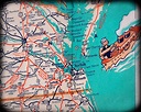 Virginia Beach retro map print vintage turquoise photo art Norfolk ...