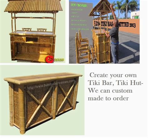 Quality Bamboo And Asian Thatch Bamboo Tikis Tiki Bamboo Bar Set Of