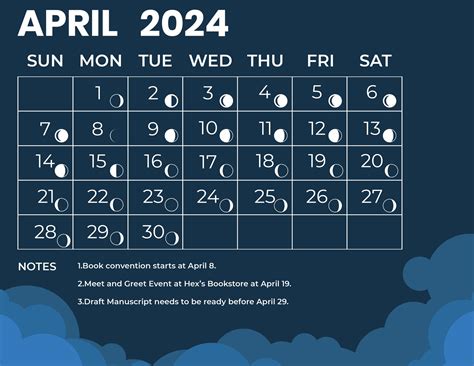 April 2024 Monthly Calendar In Eps Illustrator  Word Svg