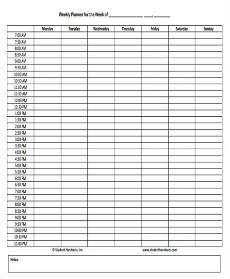 Download Printable Weekly Hourly Planner With Todo List Pdf Download