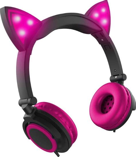 Ledeez Wired Pink LED Cat Ear Headphones With 3 5mm Jack Plug Walmart