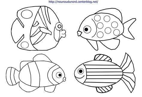 Coloriage 4 poissons dessiné par nounoudunord